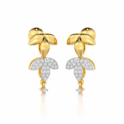 Graceful Bloom Silver Earrings - Yellow Gold - Image 2