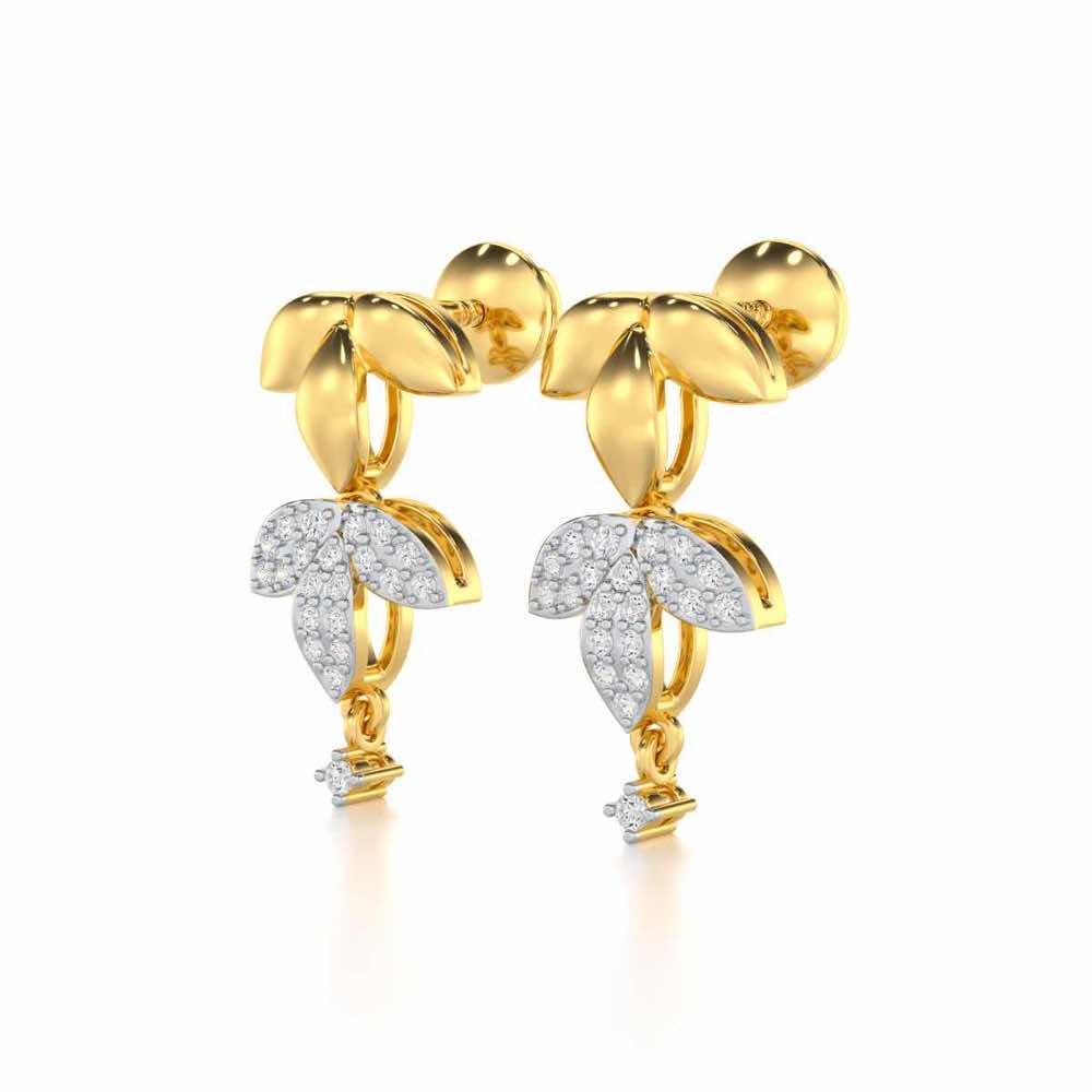 Graceful Bloom Silver Earrings - Yellow Gold - Image 3
