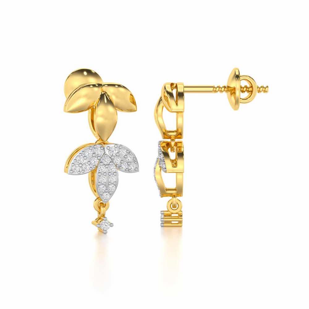 Graceful Bloom Silver Earrings - Yellow Gold - Image 4