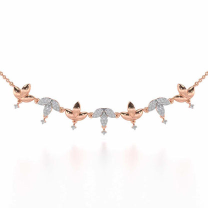 Graceful Bloom Silver Necklace - Rose Gold - Image 1