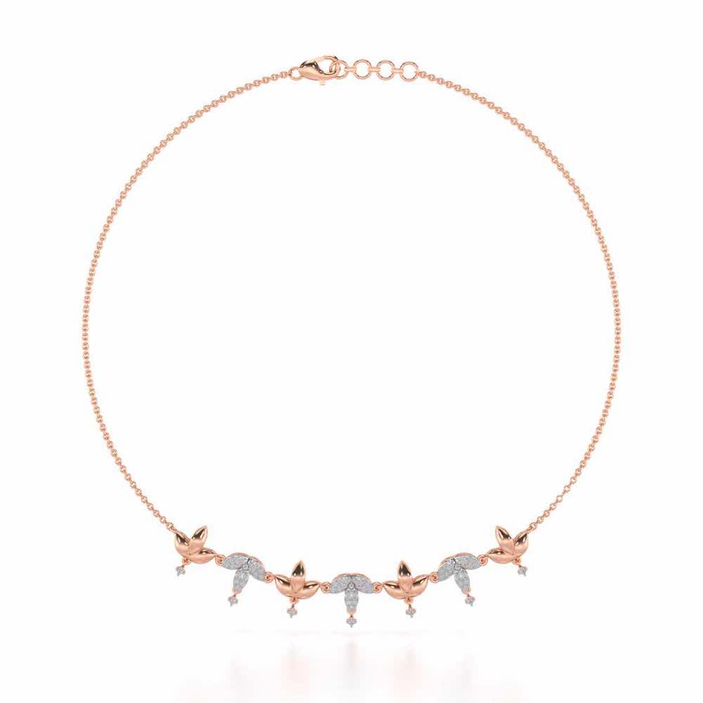 Graceful Bloom Silver Necklace - Rose Gold - Image 2