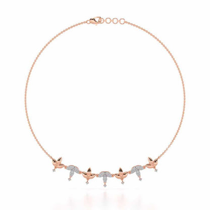 Graceful Bloom Silver Necklace - Rose Gold - Image 2