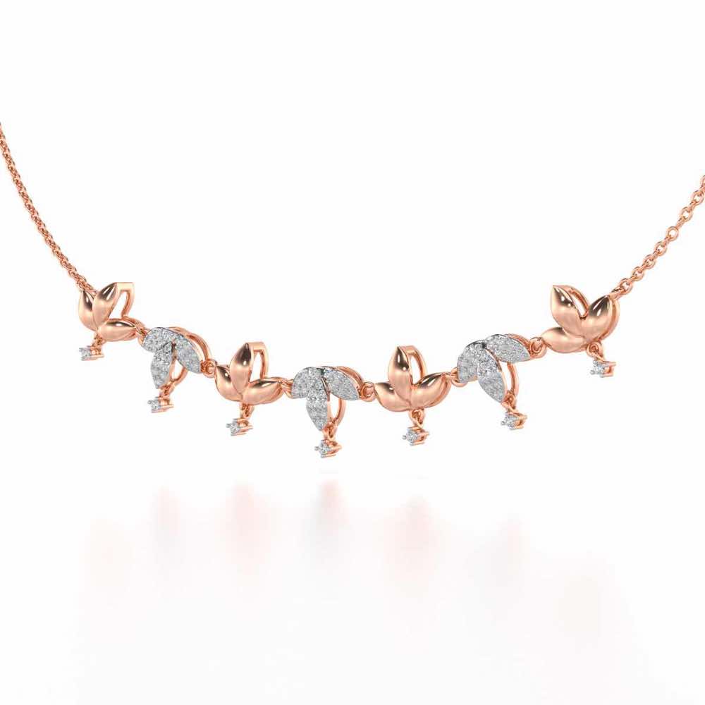 Graceful Bloom Silver Necklace - Rose Gold - Image 3