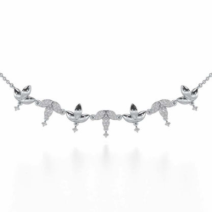 Graceful Bloom Silver Necklace - White Gold - Image 1