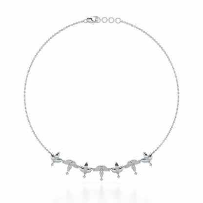 Graceful Bloom Silver Necklace - White Gold - Image 2