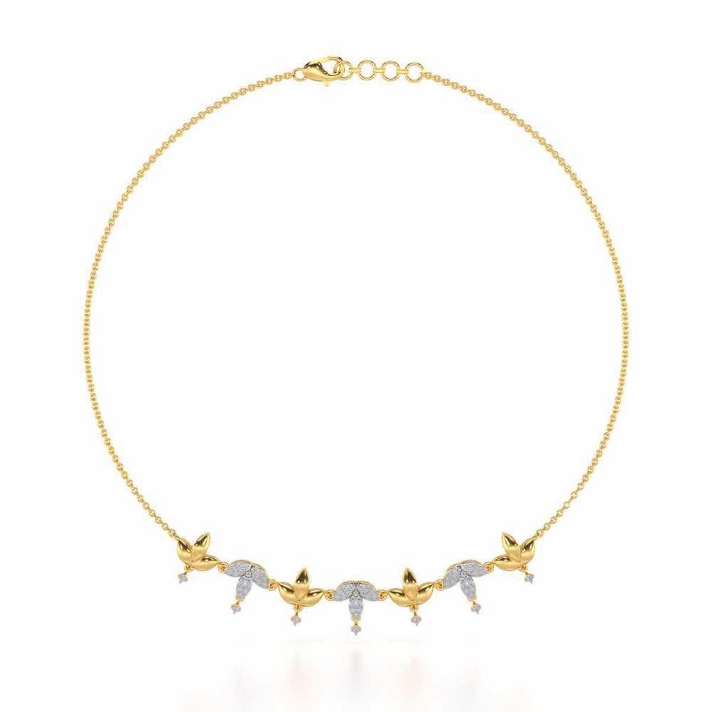 Graceful Bloom Silver Necklace - Yellow Gold - Image 2