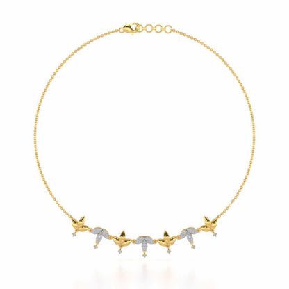 Graceful Bloom Silver Necklace - Yellow Gold - Image 2