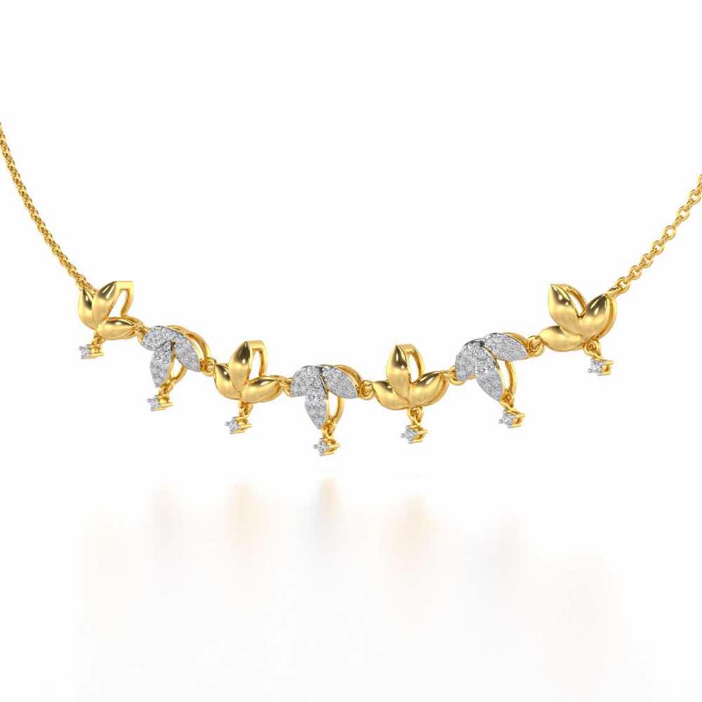 Graceful Bloom Silver Necklace - Yellow Gold - Image 3