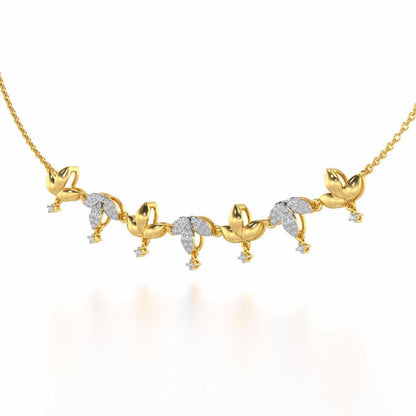 Graceful Bloom Silver Necklace - Yellow Gold - Image 3