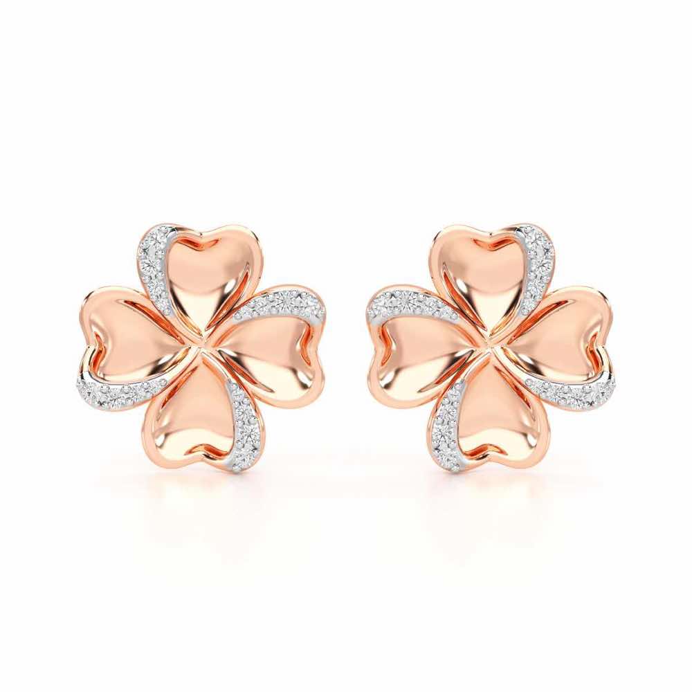 Graceful Flora Silver Earrings - Rose Gold - Image 1