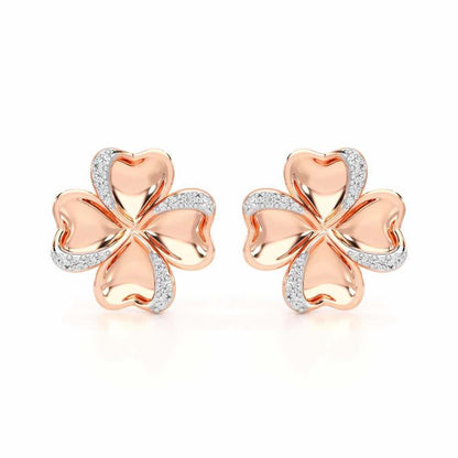 Graceful Flora Silver Earrings - Rose Gold - Image 1