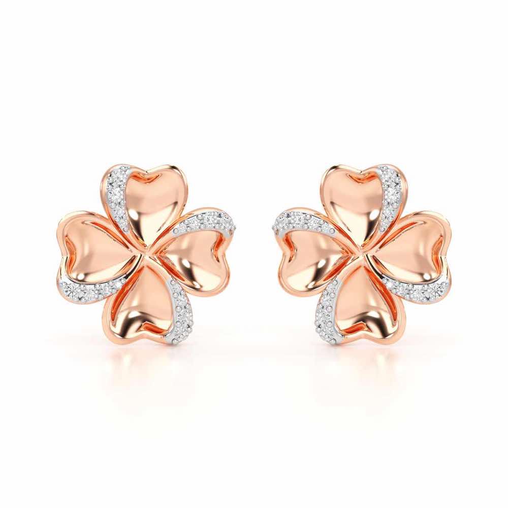 Graceful Flora Silver Earrings - Rose Gold - Image 2