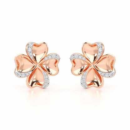 Graceful Flora Silver Earrings - Rose Gold - Image 2