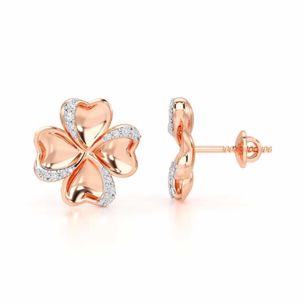 Graceful Flora Silver Earrings - Rose Gold - Image 4