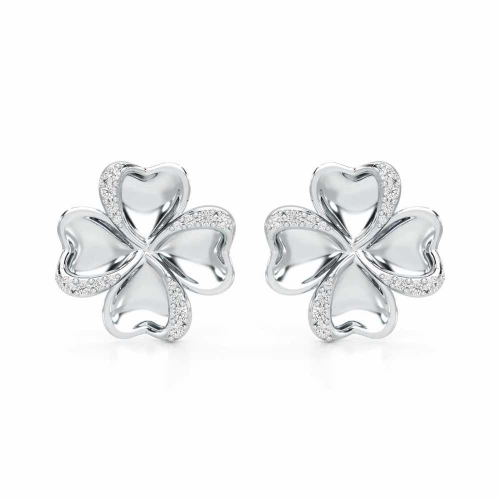 Graceful Flora Silver Earrings - White Gold - Image 1