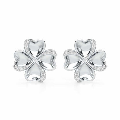 Graceful Flora Silver Earrings - White Gold - Image 1