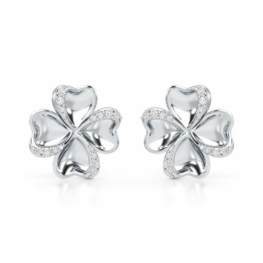 Graceful Flora Silver Earrings - White Gold - Image 2