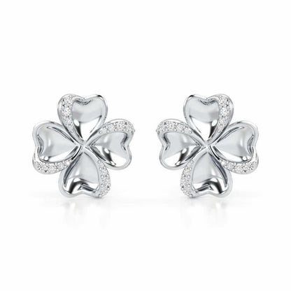 Graceful Flora Silver Earrings - White Gold - Image 2