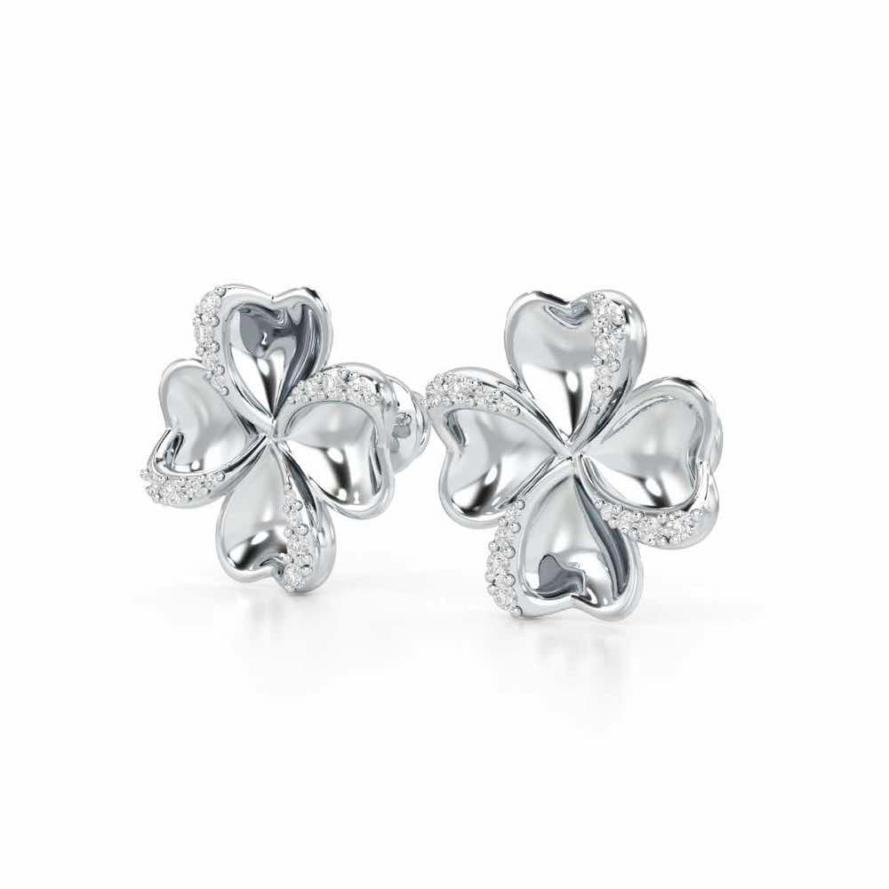 Graceful Flora Silver Earrings - White Gold - Image 3