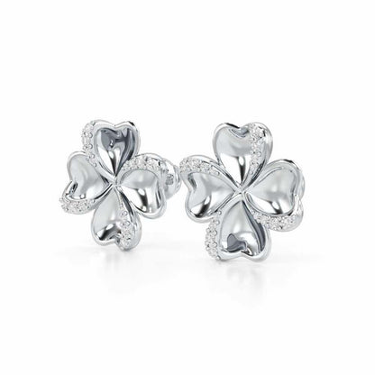 Graceful Flora Silver Earrings - White Gold - Image 3