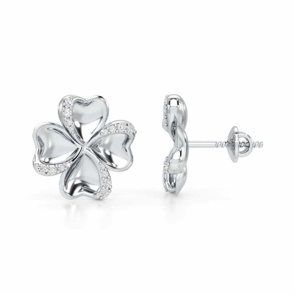 Graceful Flora Silver Earrings - White Gold - Image 4