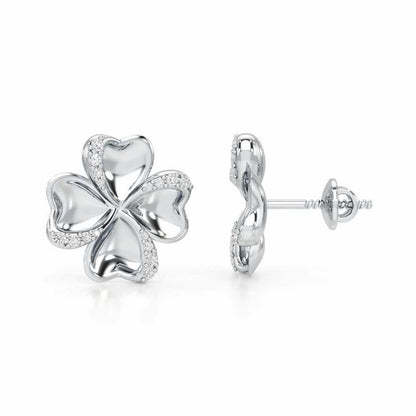 Graceful Flora Silver Earrings - White Gold - Image 4