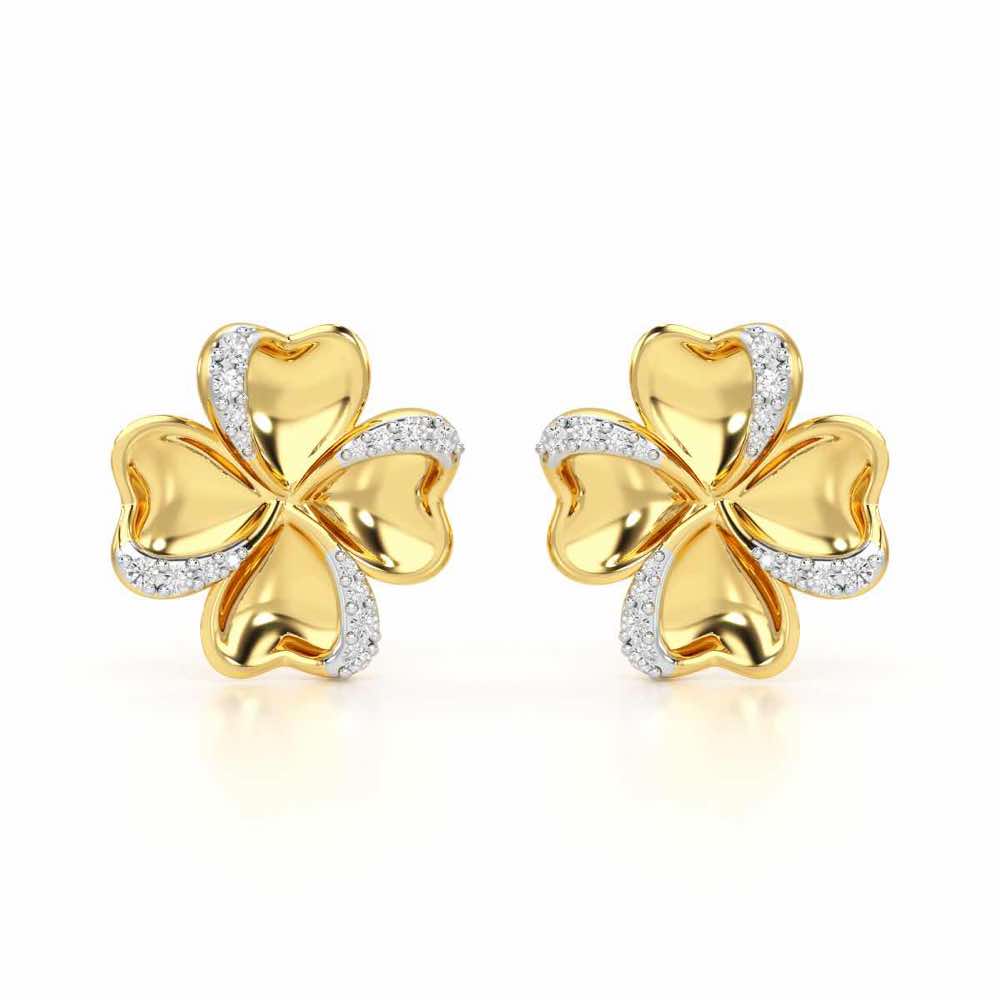 Graceful Flora Silver Earrings - Yellow Gold - Image 2