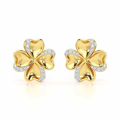 Graceful Flora Silver Earrings - Yellow Gold - Image 2