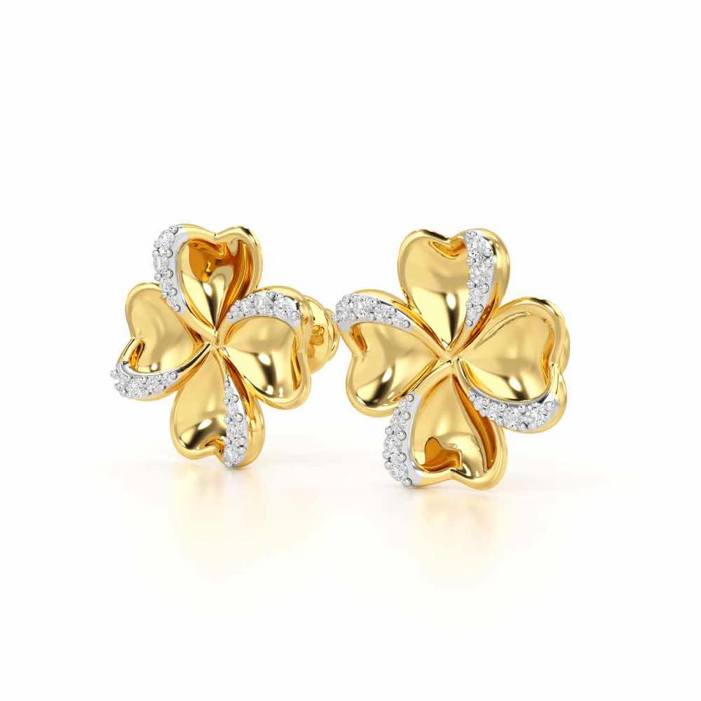 Graceful Flora Silver Earrings - Yellow Gold - Image 3