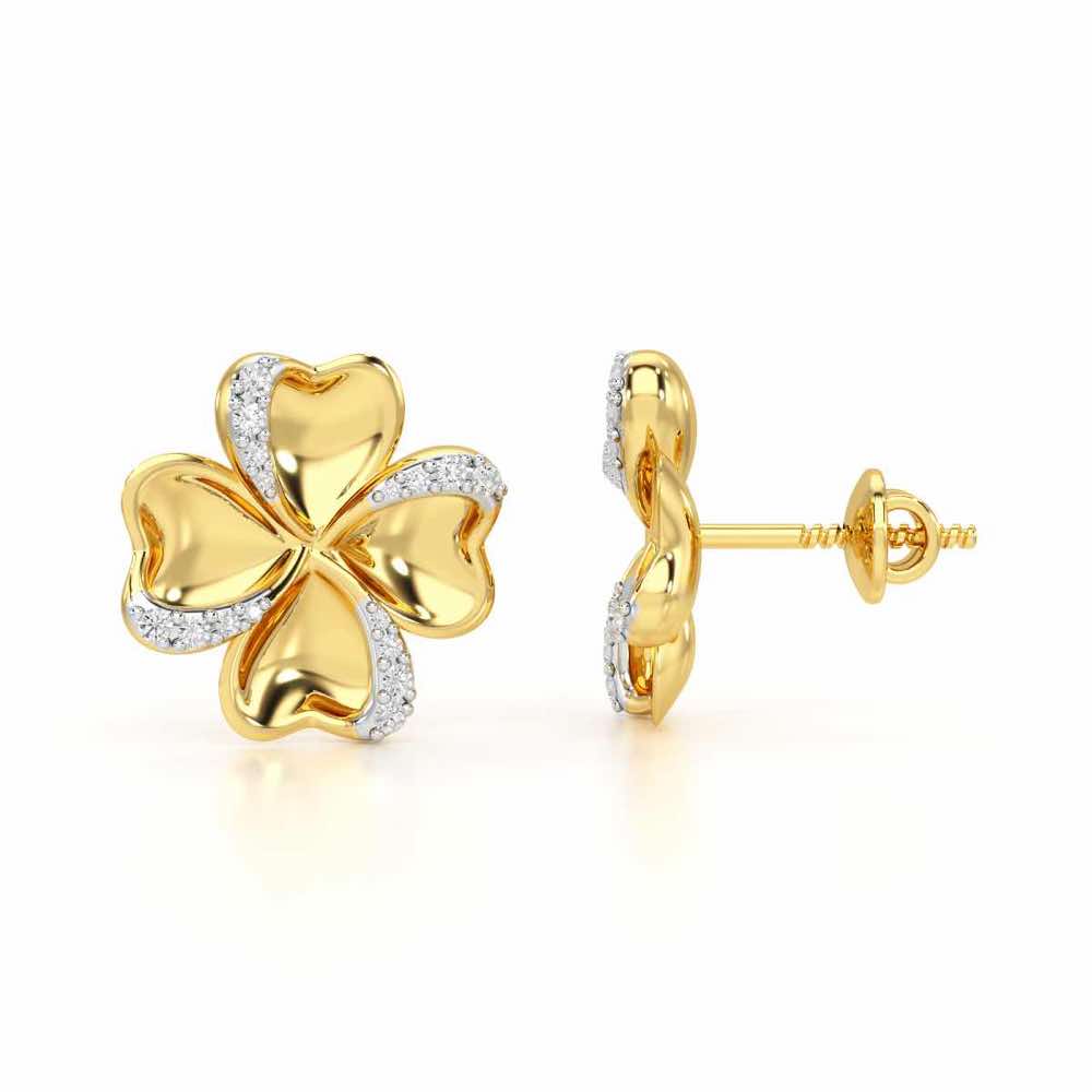 Graceful Flora Silver Earrings - Yellow Gold - Image 4