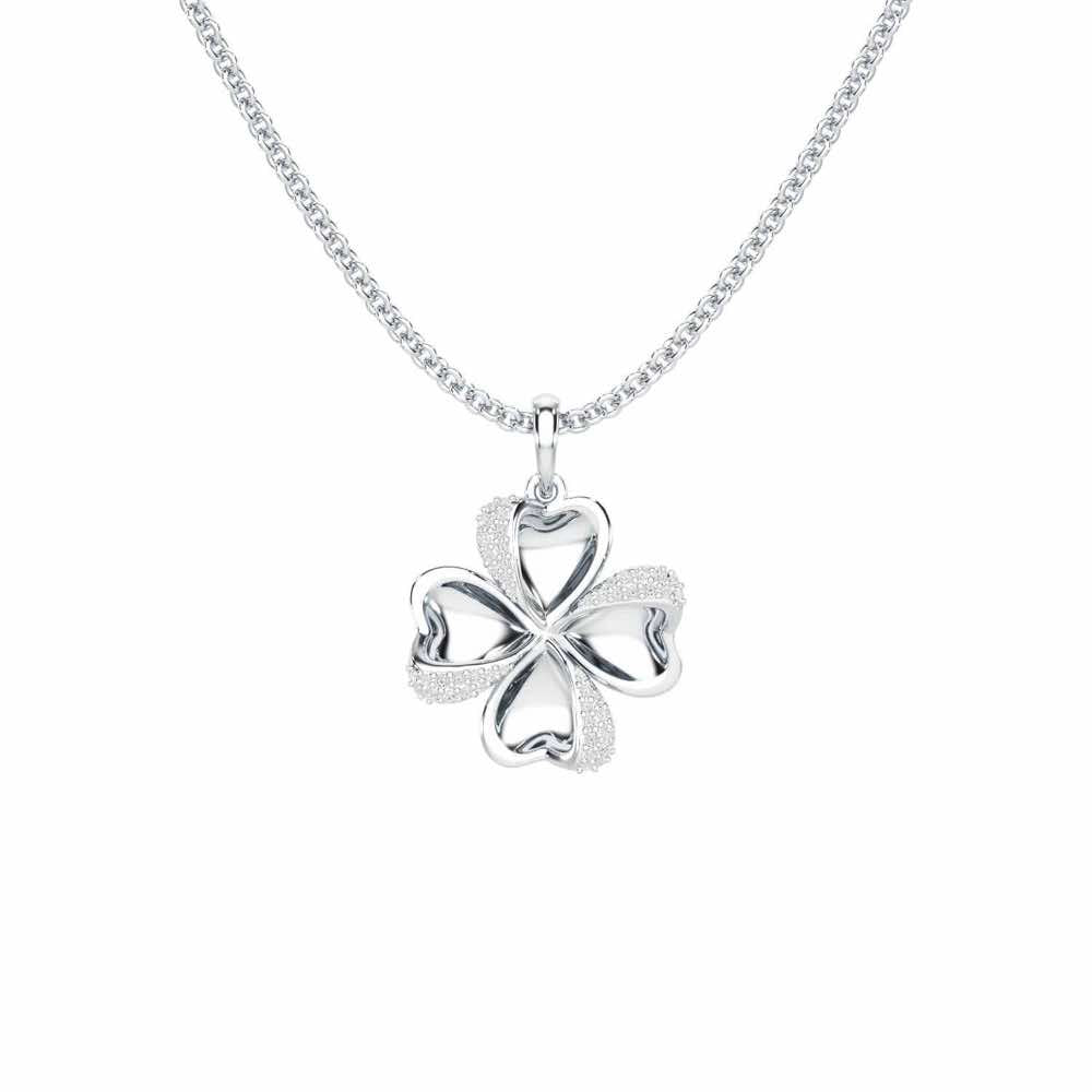 Graceful Flora Silver Pendant - White Gold - Image 1