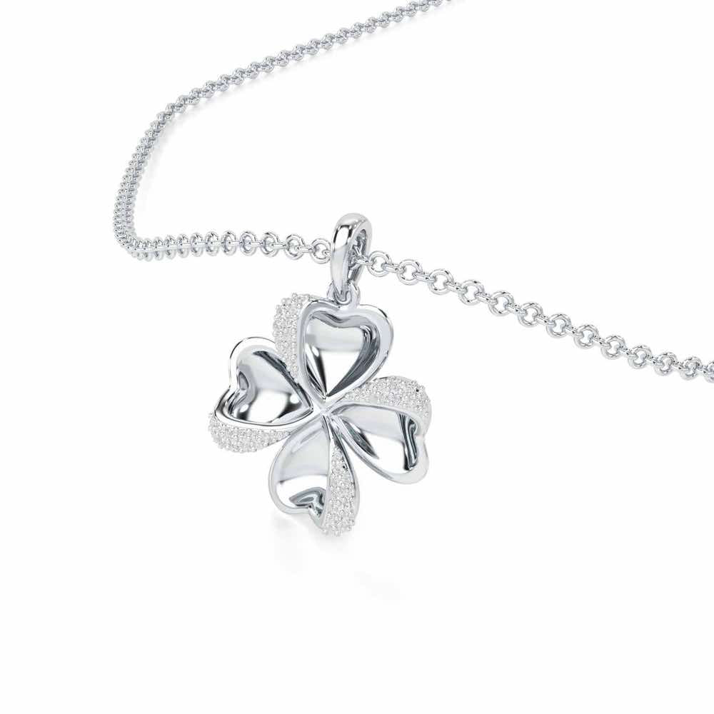 Graceful Flora Silver Pendant - White Gold - Image 2