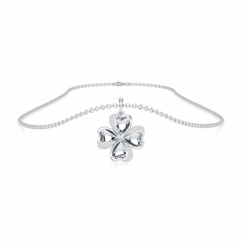 Graceful Flora Silver Pendant - White Gold - Image 3