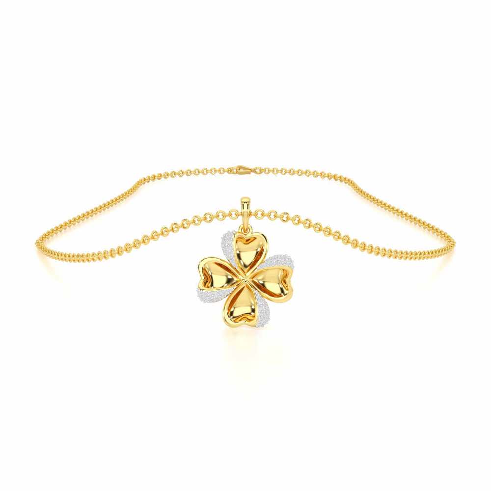 Graceful Flora Silver Pendant - Yellow Gold - Image 3