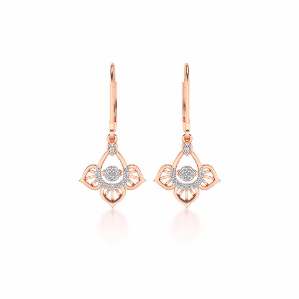 Graceful Floral Drops Earrings - Rose Gold - Image 1