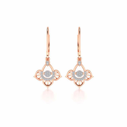 Graceful Floral Drops Earrings - Rose Gold - Image 1