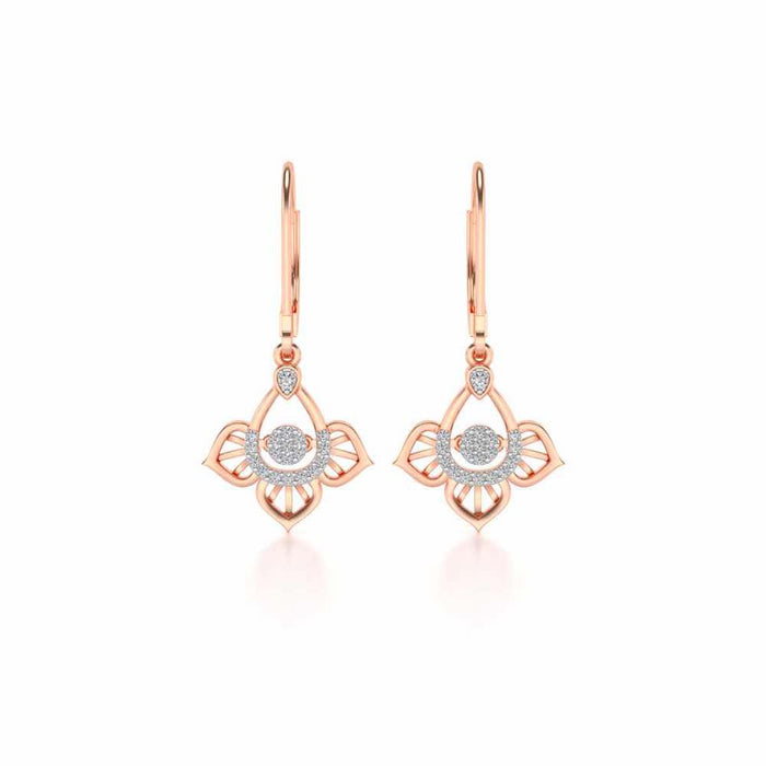 Graceful Floral Drops Earrings - Rose Gold - Image 1