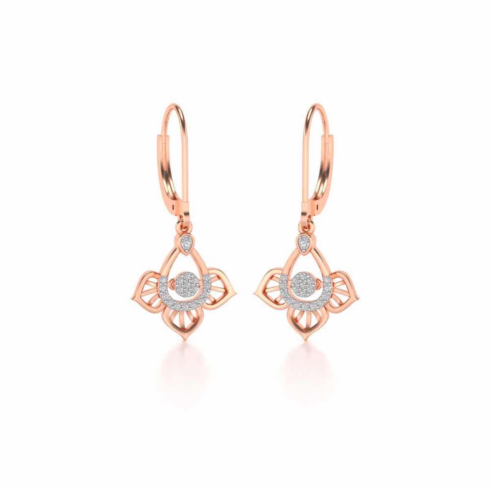 Graceful Floral Drops Earrings - Rose Gold - Image 2
