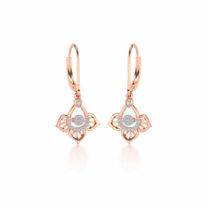Graceful Floral Drops Earrings - Rose Gold - Image 2