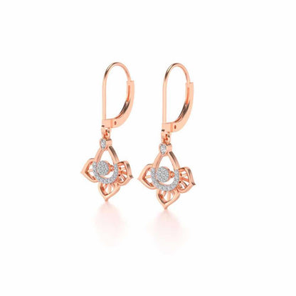 Graceful Floral Drops Earrings - Rose Gold - Image 3