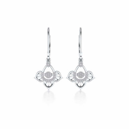 Graceful Floral Drops Earrings - White Gold - Image 1