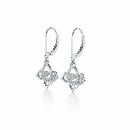 Graceful Floral Drops Earrings - White Gold - Image 3