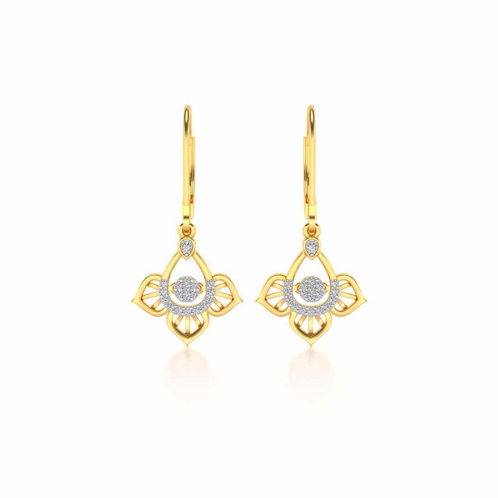 Graceful Floral Drops Earrings - Yellow Gold - Image 1