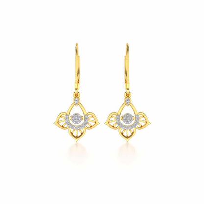 Graceful Floral Drops Earrings - Yellow Gold - Image 1