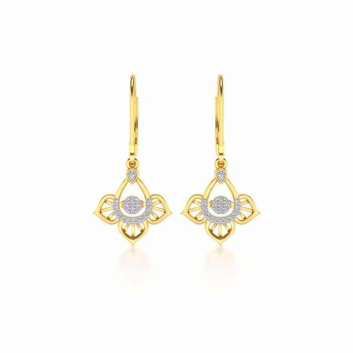 Graceful Floral Drops Earrings - Yellow Gold - Image 1