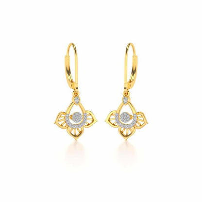 Graceful Floral Drops Earrings - Yellow Gold - Image 2