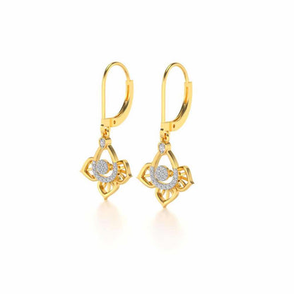 Graceful Floral Drops Earrings - Yellow Gold - Image 3
