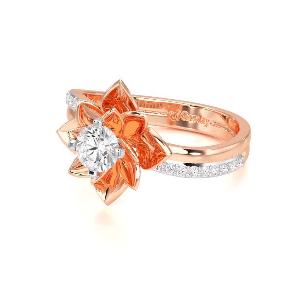 Graceful Flower Solitaire Ring - Rose Gold - Image 2