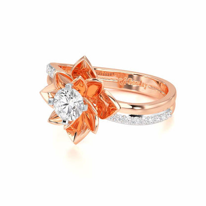 Graceful Flower Solitaire Ring - Rose Gold - Image 2