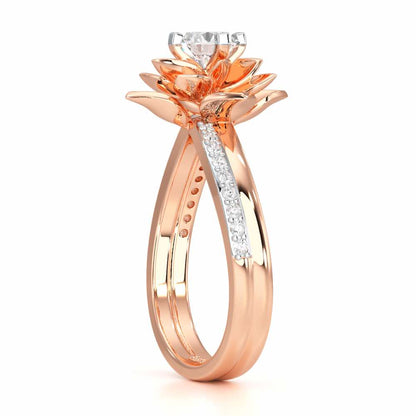 Graceful Flower Solitaire Ring - Rose Gold - Image 3